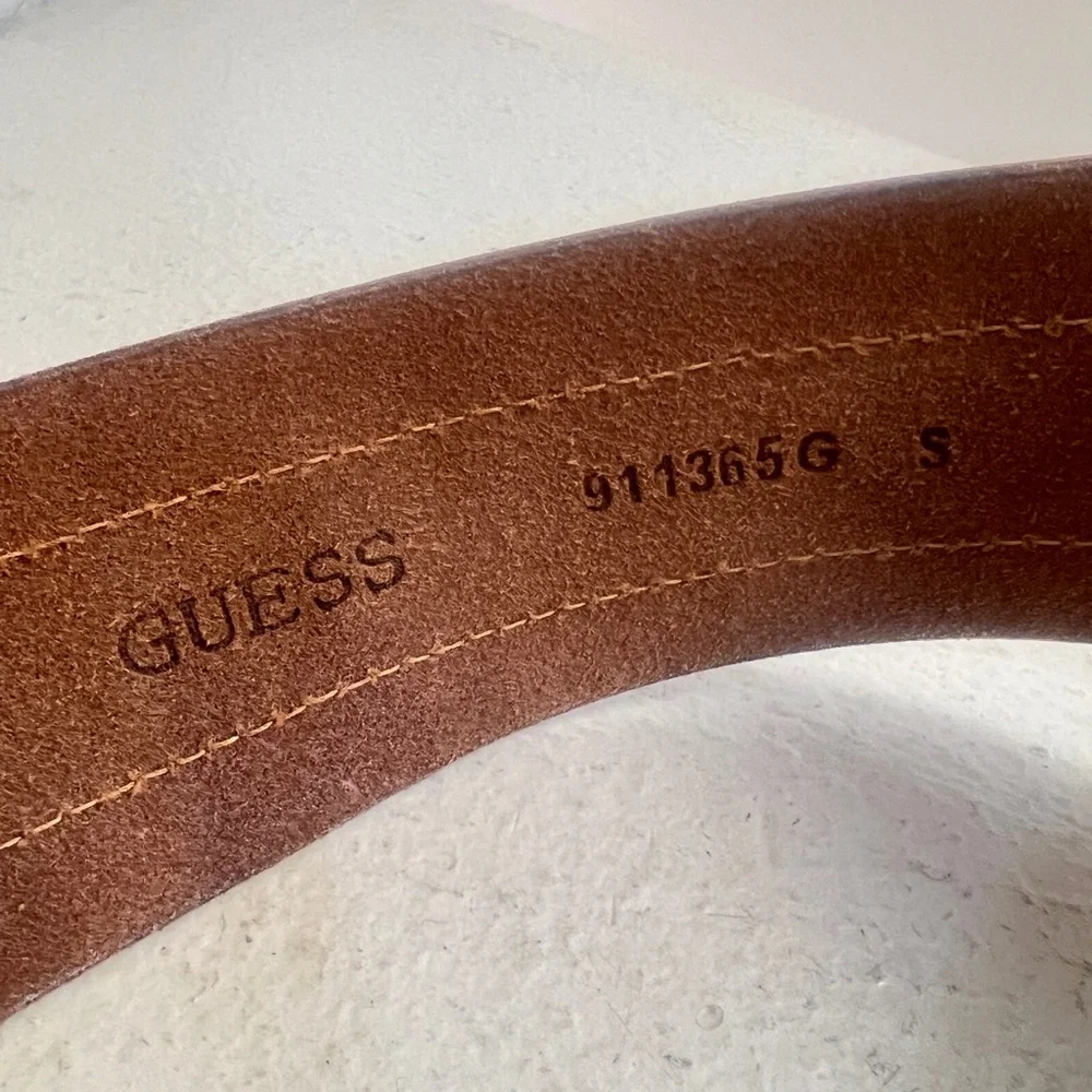 Guess tan leather wide‎ waist snatcher Belt Y2K boho women small retro western